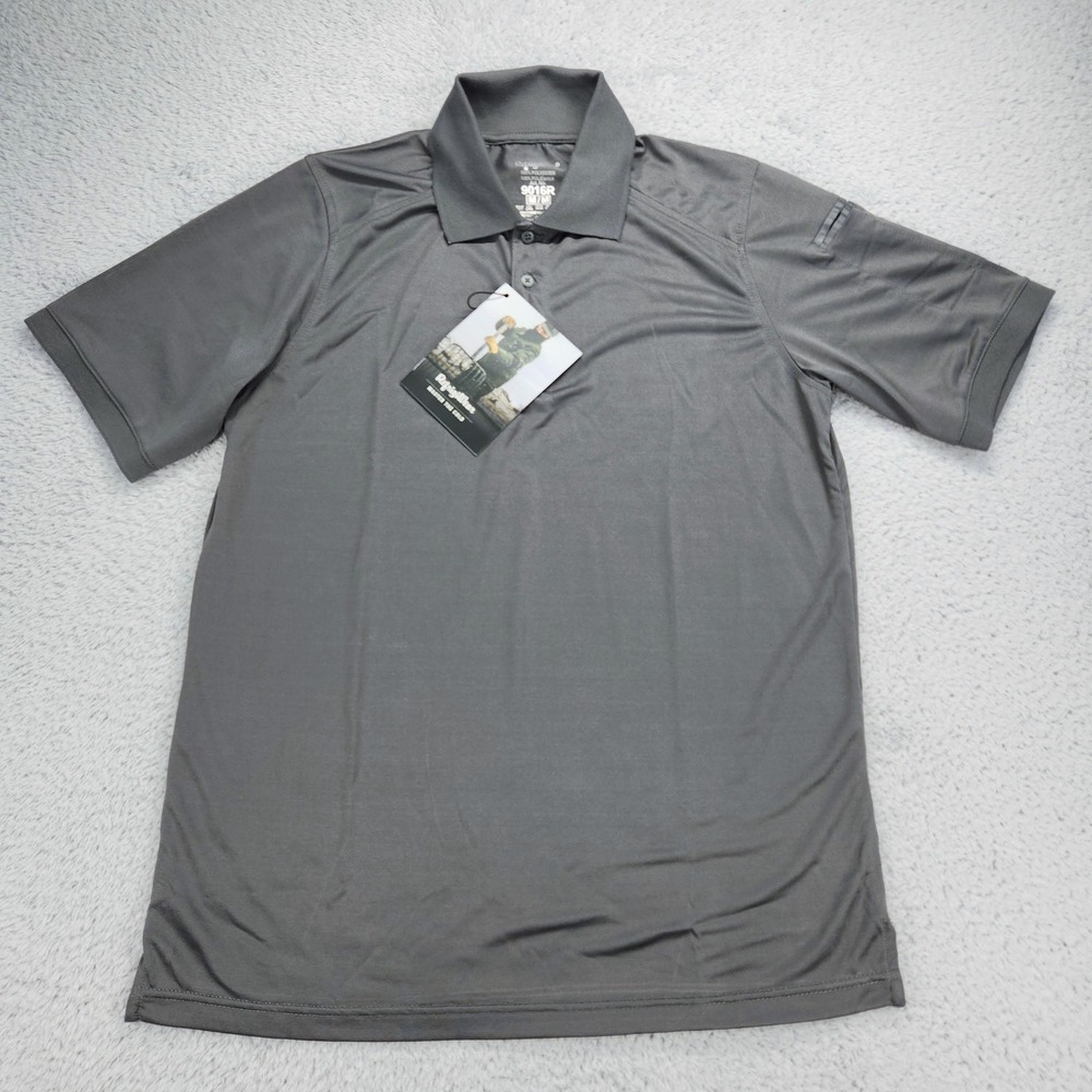 RefrigiWear Polo Shirt Mens Medium Gray Solid Short Sleeve Workwear Tagless NEW